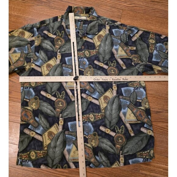 Tommy Bahama Shirt Mens L 100%‎ Silk Cigars Leaves Print Short Sleeve Hawaiian - Picture 8 of 10